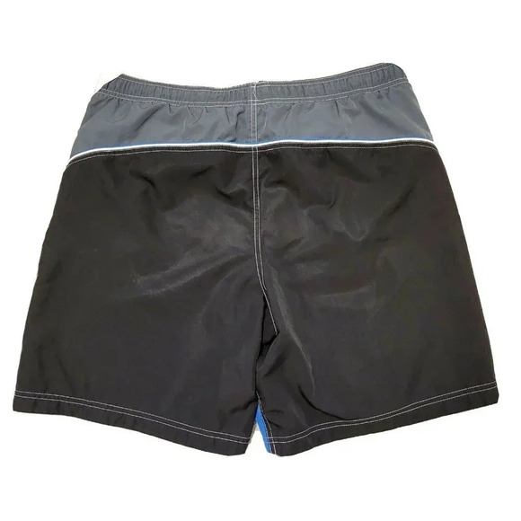 Speedo Swim Trunks Large Men's Blue Black Drawstring Mesh Lined Pockets - Picture 2 of 3